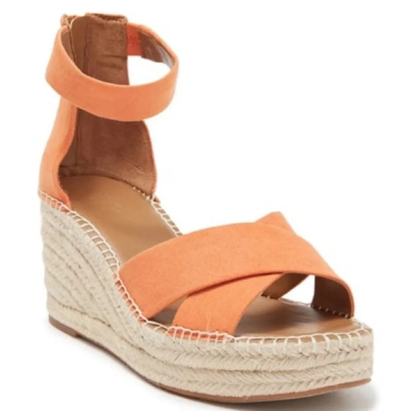 NORDSTROM RACK Caroline Platform Wedge in orange Size: 6 - Picture 1 of 6